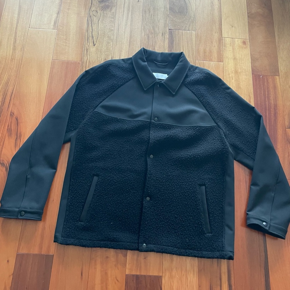 Vince Elegant Black Wool Blend Fabric Shirt Jacket